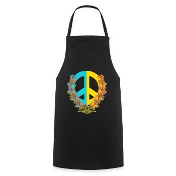 Peace Frieden Ukraine Rosen Blumen Friedenszeichen - Kochschürze - Schwarz - Vorne - AI Model Male 185 dark (185cm)