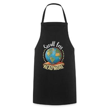 Literature Teacher Scroll Less Read More Reader - Cooking Apron - black - Front - AI Model Male 185 dark (185cm)