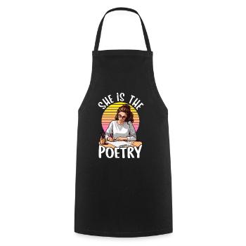 Poetry Lover She Is The Poetry Journaling Reader - Kochschürze - Schwarz - Vorne - AI Model Male 185 dark (185cm)