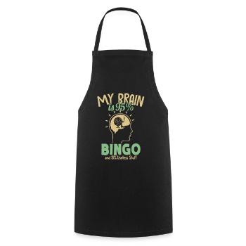 Mein Gehirn besteht zu 95% aus professionellen Bingo-Anrufer-Daubers - Kochschürze - Schwarz - Vorne - AI Model Male 185 dark (185cm)