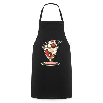 Ice cream sundae Drawing - Cooking Apron - black - Front - AI Model Male 185 dark (185cm)