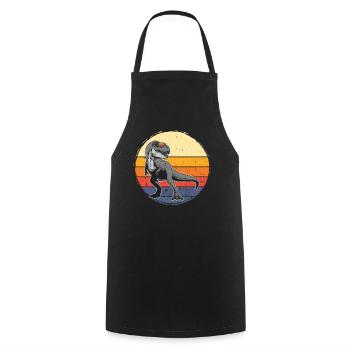 Dinosaure avec rétro vintage nerd geek Dino T-Rex - Tablier de cuisine - noir - Devant - AI Model Male 185 dark (185cm)