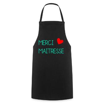 MISTRESS. THANK YOU. THANK YOU MISTRESS - Cooking Apron - black - Front - AI Model Male 185 dark (185cm)