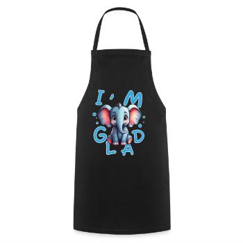 Éléphant mignon et joyeux avec message positive - Tablier de cuisine - noir - Devant - AI Model Male 185 dark (185cm)