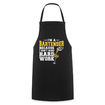 Barman Mixologue Je suis A - Tablier de cuisine - noir - Devant - AI Model Male 185 dark (185cm)