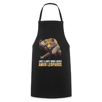 Amur Leopard Amurleoparden Amurleopard - Cooking Apron - black - Front - AI Model Male 185 dark (185cm)