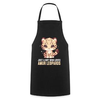 Amur Leopard Amurleoparden Amurleopard - Cooking Apron - black - Front - AI Model Male 185 dark (185cm)