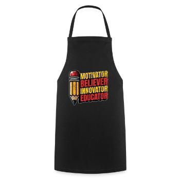 Literature Teacher Motivator Believer Bookworm - Kochschürze - Schwarz - Vorne - AI Model Male 185 dark (185cm)