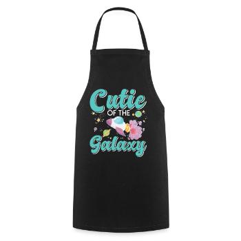 Galaktisch Süß: "Cutie of the Galaxy Mädchen, Girl - Kochschürze - Schwarz - Vorne - AI Model Male 185 dark (185cm)