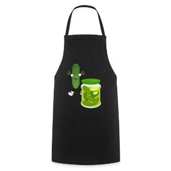 Freche Gurkenglas: Vegetarier, Veganer - Kochschürze - Schwarz - Vorne - AI Model Male 185 dark (185cm)