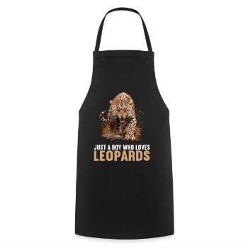 Leoparden Leopard - Kochschürze - Schwarz - Vorne - AI Model Male 185 dark (185cm)