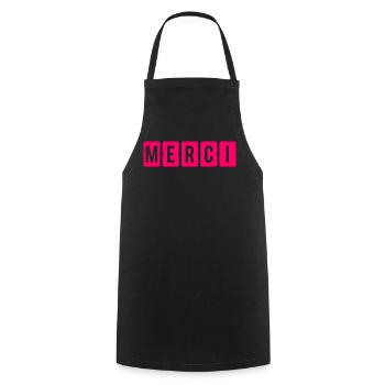 MAÎTRESSE. MAITRE. MERCI. MERCI MAÎTRESSE - Tablier de cuisine - noir - Devant - AI Model Male 185 dark (185cm)