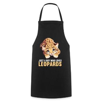 Leoparden Leopard - Kochschürze - Schwarz - Vorne - AI Model Male 185 dark (185cm)