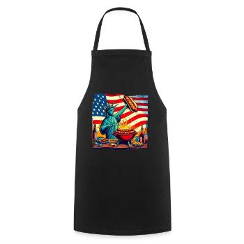Nostalgisches amerikanisches BBQ-Design USA-Fans - Kochschürze - Schwarz - Vorne - AI Model Male 185 dark (185cm)