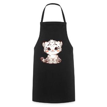 Snow Leopard Schneeleoparden Schneeleopard - Cooking Apron - black - Front - AI Model Male 185 dark (185cm)