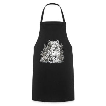 Snow Leopard Schneeleoparden Schneeleopard - Cooking Apron - black - Front - AI Model Male 185 dark (185cm)