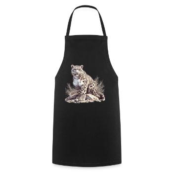 Snow Leopard Schneeleoparden Schneeleopard - Cooking Apron - black - Front - AI Model Male 185 dark (185cm)