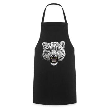 Snow Leopard Schneeleoparden Schneeleopard - Cooking Apron - black - Front - AI Model Male 185 dark (185cm)