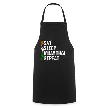Manger du sommeil Muay Thai Repeat - Muay Thai Boxing Muay - Tablier de cuisine - noir - Devant - AI Model Male 185 dark (185cm)