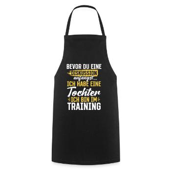 Discussion professional humor and strong nerves for parents - Cooking Apron - black - Front - AI Model Male 185 dark (185cm)