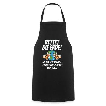Rettet Die Erde Bier Planet Lustiges Bierliebhaber - Kochschürze - Schwarz - Vorne - AI Model Male 185 dark (185cm)