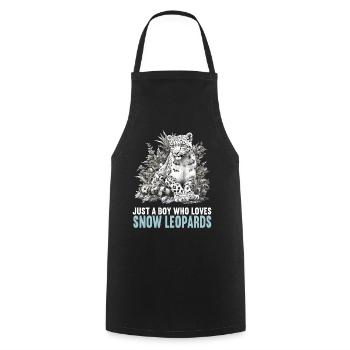 Snow Leopard Schneeleoparden Schneeleopard - Cooking Apron - black - Front - AI Model Male 185 dark (185cm)