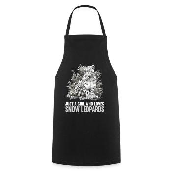 Snow Leopard Schneeleoparden Schneeleopard - Cooking Apron - black - Front - AI Model Male 185 dark (185cm)