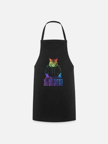 Disco-Katze Hardcore-Rave Musik Raver EDM DJ - Kochschürze - Schwarz