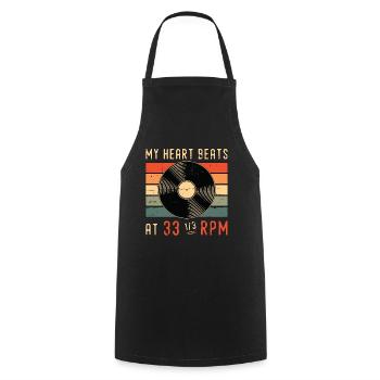 Disques vinyles Mon cœur bat chez Retro Vinyl Player - Tablier de cuisine - noir - Devant - AI Model Male 185 dark (185cm)