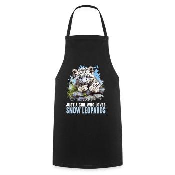 Snow Leopard Schneeleoparden Schneeleopard - Cooking Apron - black - Front - AI Model Male 185 dark (185cm)