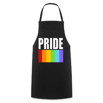 Pride Regenbogenflagge sauberes Design mit fettem Text - Kochschürze - Schwarz - Vorne - AI Model Male 185 dark (185cm)