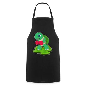 Turtle Boxer Boxing Gloves Boxing - Cooking Apron - black - Front - AI Model Male 185 dark (185cm)