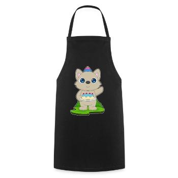 Gâteau d’anniversaire pour chat - Tablier de cuisine - noir - Devant - AI Model Male 185 dark (185cm)