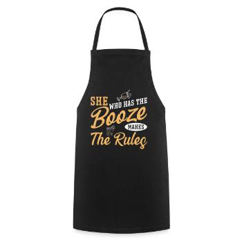 Barman Mixologue Celle qui a - Tablier de cuisine - noir - Devant - AI Model Male 185 dark (185cm)