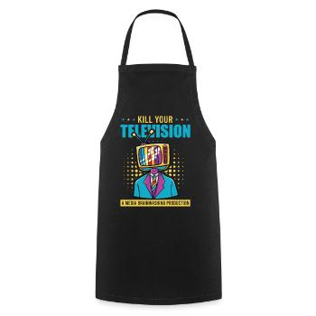 Brainwashing Kill your TV Fake News Portest - Cooking Apron - black - Front - AI Model Male 185 dark (185cm)