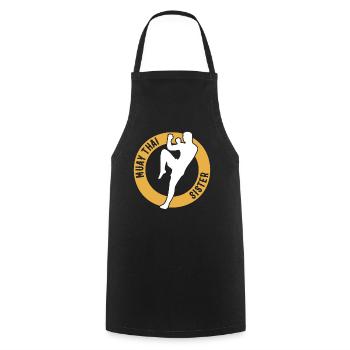 Sœur combattante de Muay Thai Sœur de Muay Thai - Tablier de cuisine - noir - Devant - AI Model Male 185 dark (185cm)