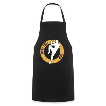 Muay Thai Fighter Muay Thai Girl - Cooking Apron - black - Front - AI Model Male 185 dark (185cm)