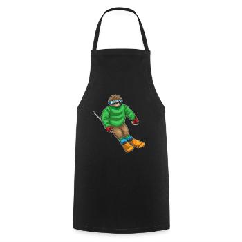Faultier Skifahrer Ski - Kochschürze - Schwarz - Vorne - AI Model Male 185 dark (185cm)