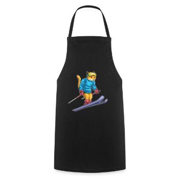 Katze Skifahrer Ski - Kochschürze - Schwarz - Vorne - AI Model Male 185 dark (185cm)