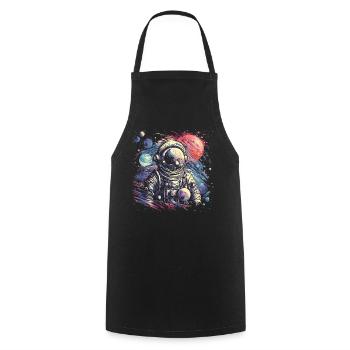 Astronaute cool au look rétro - Tablier de cuisine - noir - Devant - AI Model Male 185 dark (185cm)