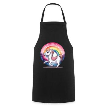 Arc-en-ciel Cheval Chevaux Enfant Enfants Poney - Tablier de cuisine - noir - Devant - AI Model Male 185 dark (185cm)
