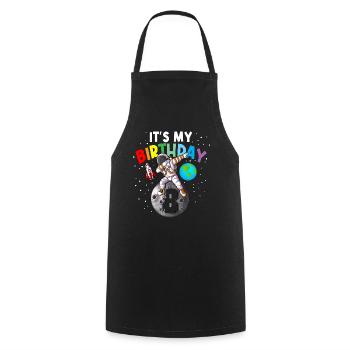 8e anniversaire sur la lune Les enfants C’est mon anniversaire - Tablier de cuisine - noir - Devant - AI Model Male 185 dark (185cm)