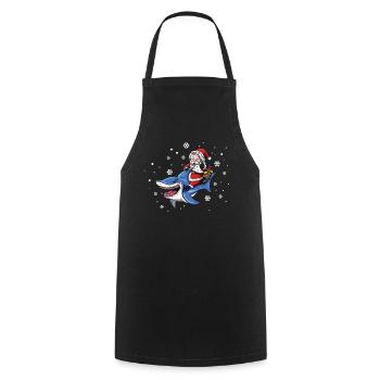Cadeau de chapeau de Noël du Père Noël Rides Shark - Tablier de cuisine - noir - Devant - AI Model Male 185 dark (185cm)