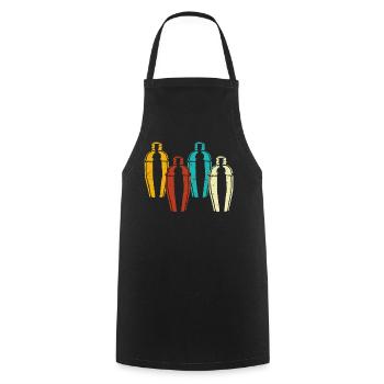Bartender Mixologist Retro - Kochschürze - Schwarz - Vorne - AI Model Male 185 dark (185cm)