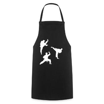 Karate fighter silhouettes Karate Fighter - Kochschürze - Schwarz - Vorne - AI Model Male 185 dark (185cm)