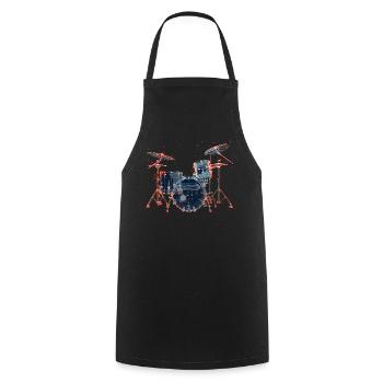 Drums Portrait - Cooking Apron - black - Front - AI Model Male 185 dark (185cm)