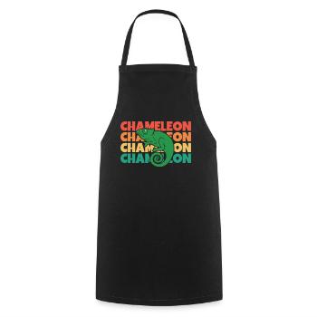 Chameleon Rétro Texte Panthère Voilée - Tablier de cuisine - noir - Devant - AI Model Male 185 dark (185cm)
