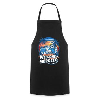 Bienvenue au Village Marocain - Tablier de cuisine - noir - Devant - AI Model Male 185 dark (185cm)