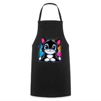 Cat - Cooking Apron - black - Front - AI Model Male 185 dark (185cm)