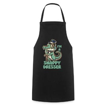 I'm a Snappy Dresser - Cute Crocodile Pun - Cooking Apron - black - Front - AI Model Male 185 dark (185cm)
